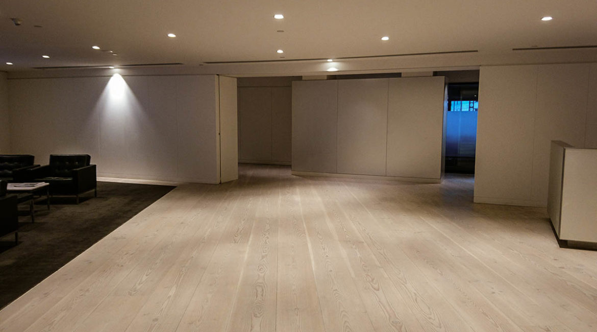 99 Bishopsgate, London - Sanding and Finishing Dinesen Floor